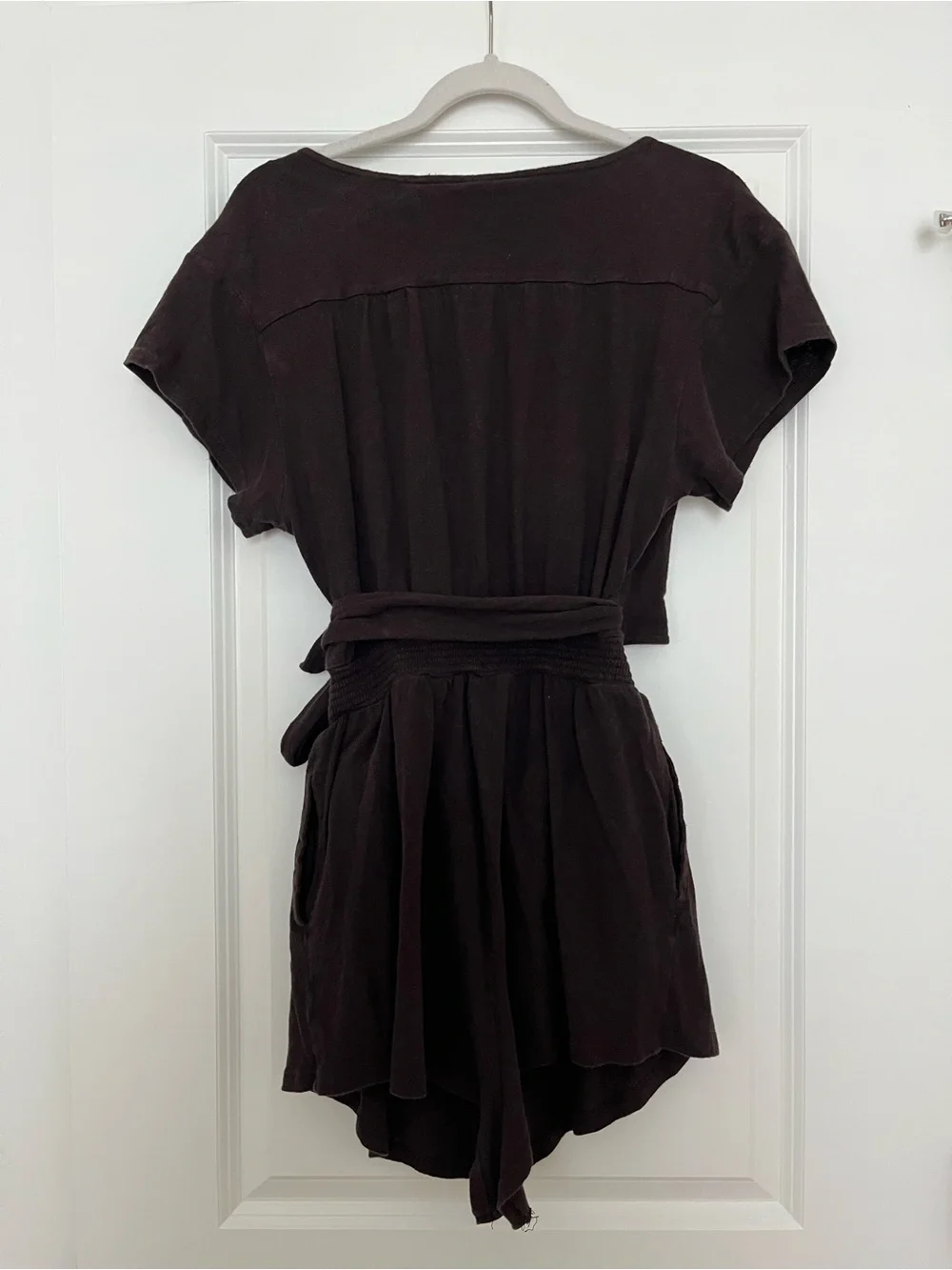 Free People Dark Brown Wrap Romper Mini with Side Tie - Picture 5 of 5
